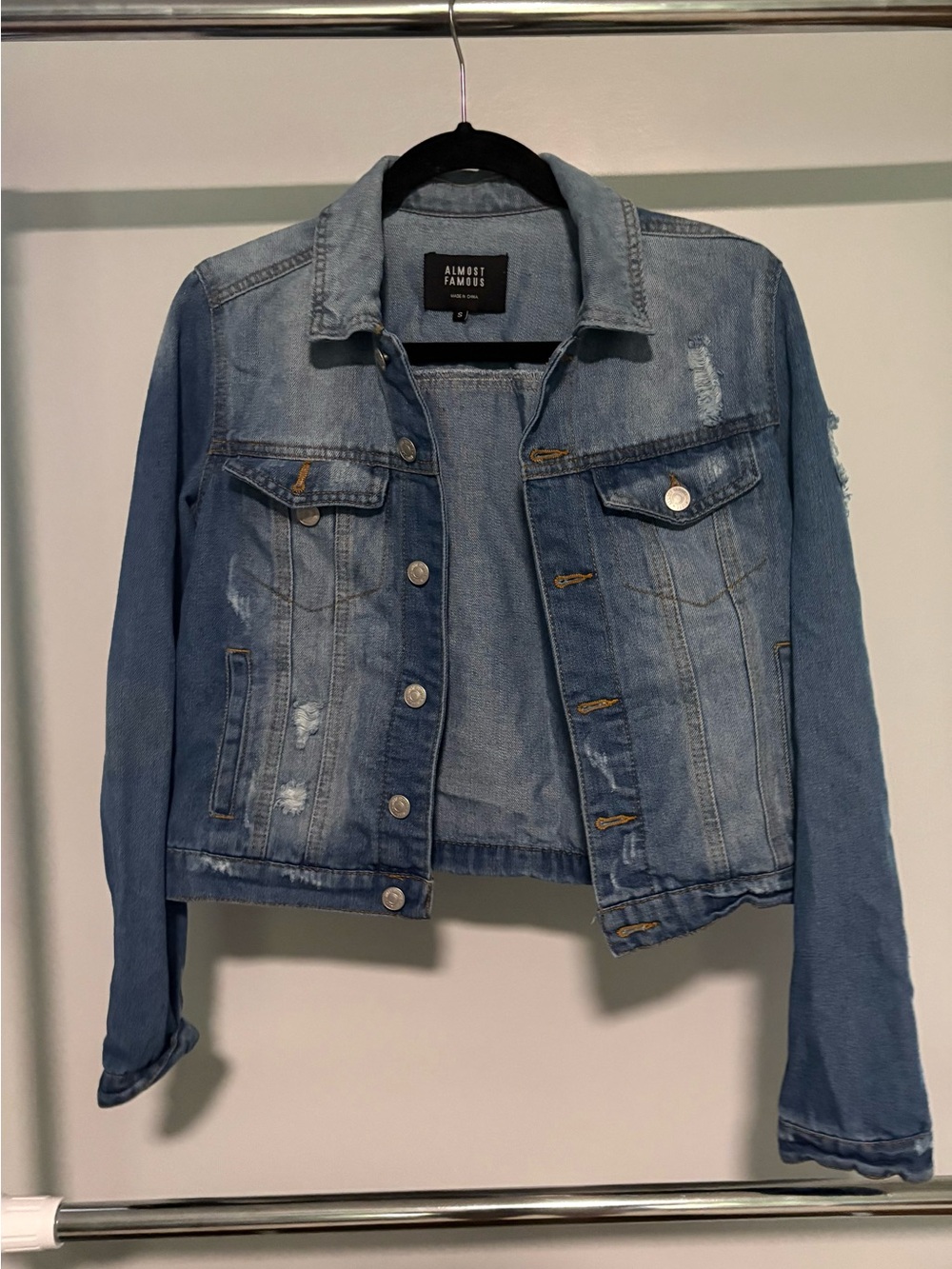 Almost Famous Light Blue Denim Jacket with Button Front